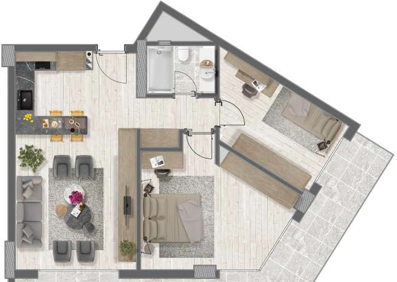 2+1 · Açık Mutfak kat planı