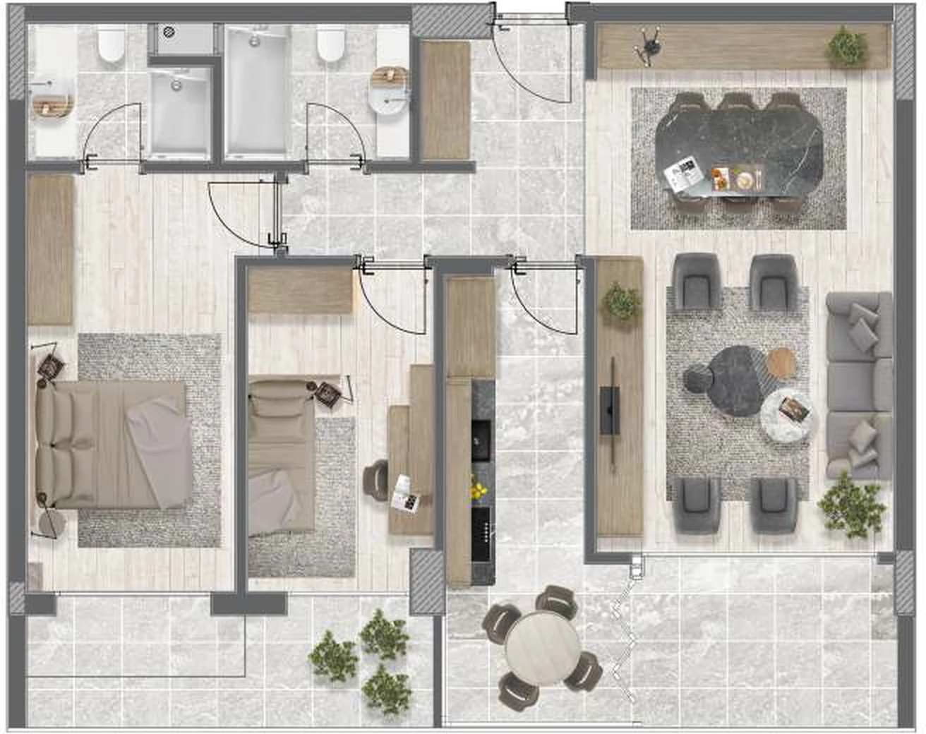 2+1 · Kapalı Mutfak kat planı